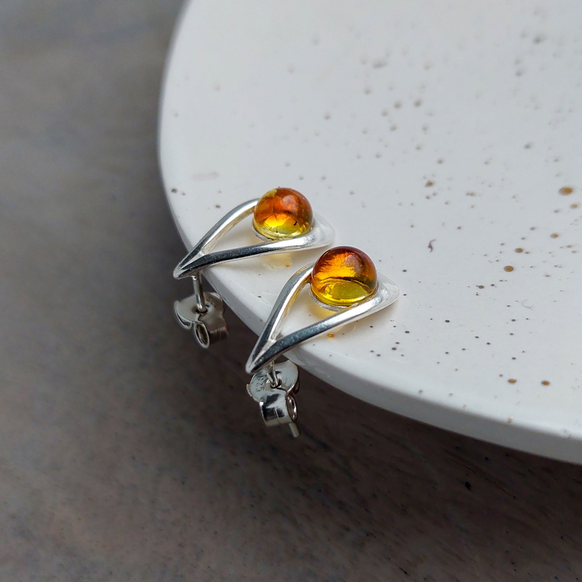 Dainty Baltic Amber Stud Earrings Natural Amber Studs Amber Earrings Silver Stud Minimalist Earring Everyday Earrings gift for girlfriend