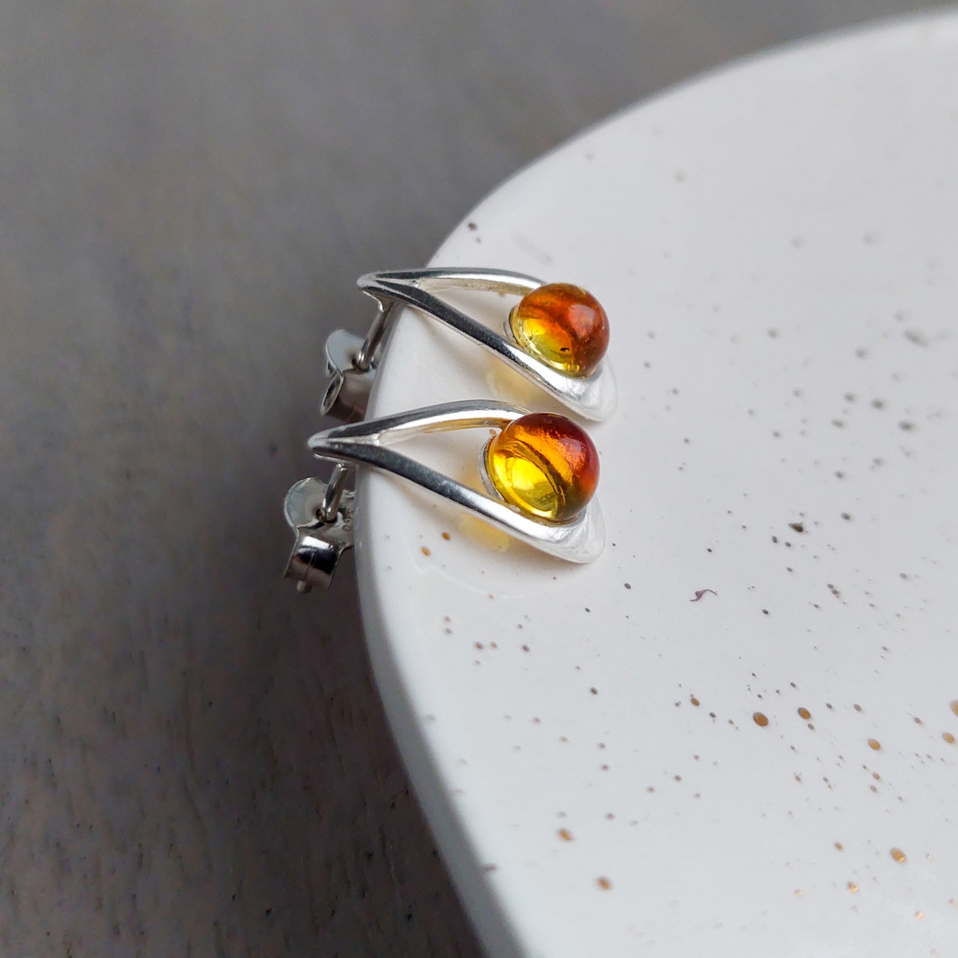 Dainty Baltic Amber Stud Earrings Natural Amber Studs Amber Earrings Silver Stud Minimalist Earring Everyday Earrings gift for girlfriend