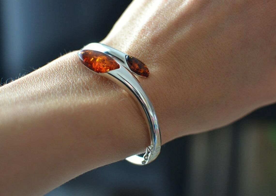 Baltic Amber Bracelet, gemstone and Sterling Silver Bracelet, Amber Jewelry