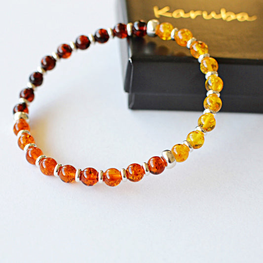 Amber Mens Bracelet with Silver