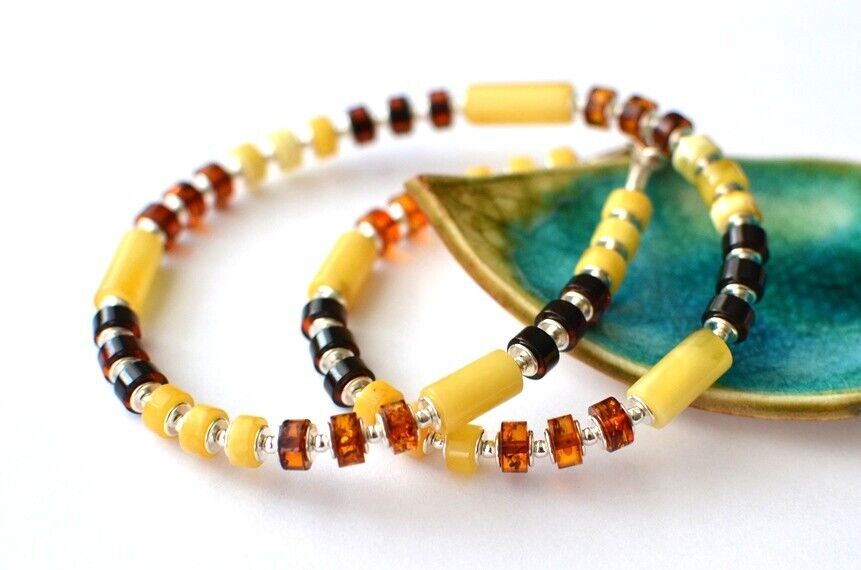 Natural Amber Necklace with Silver, Modern Amber Necklace, Baltic Amber with Silver Necklace
