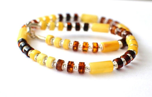 Natural Amber Necklace with Silver, Modern Amber Necklace, Baltic Amber with Silver Necklace