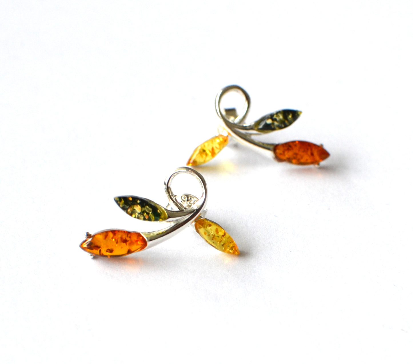 Colorful Leaf Amber Earrings