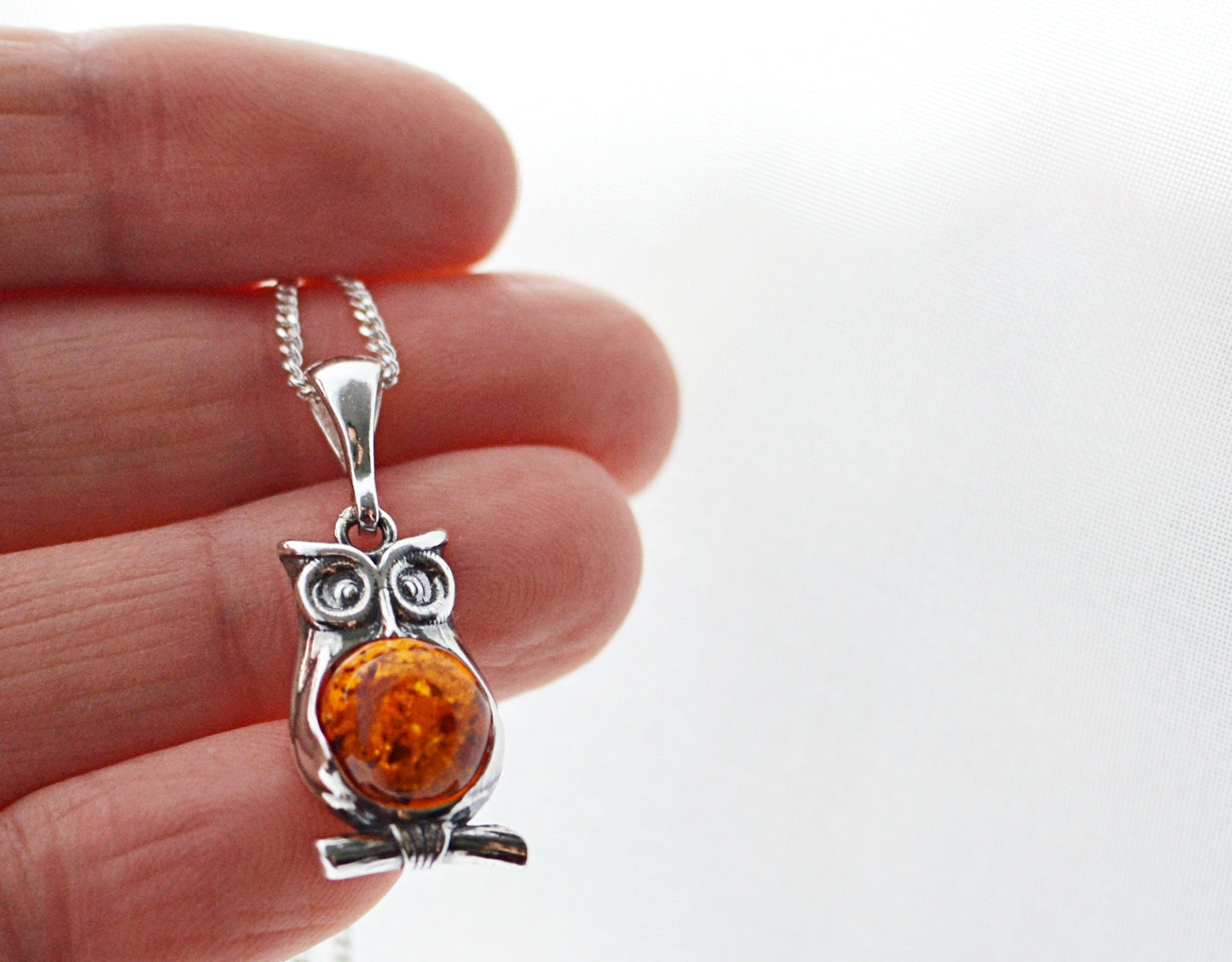 Silver Owl with Amber