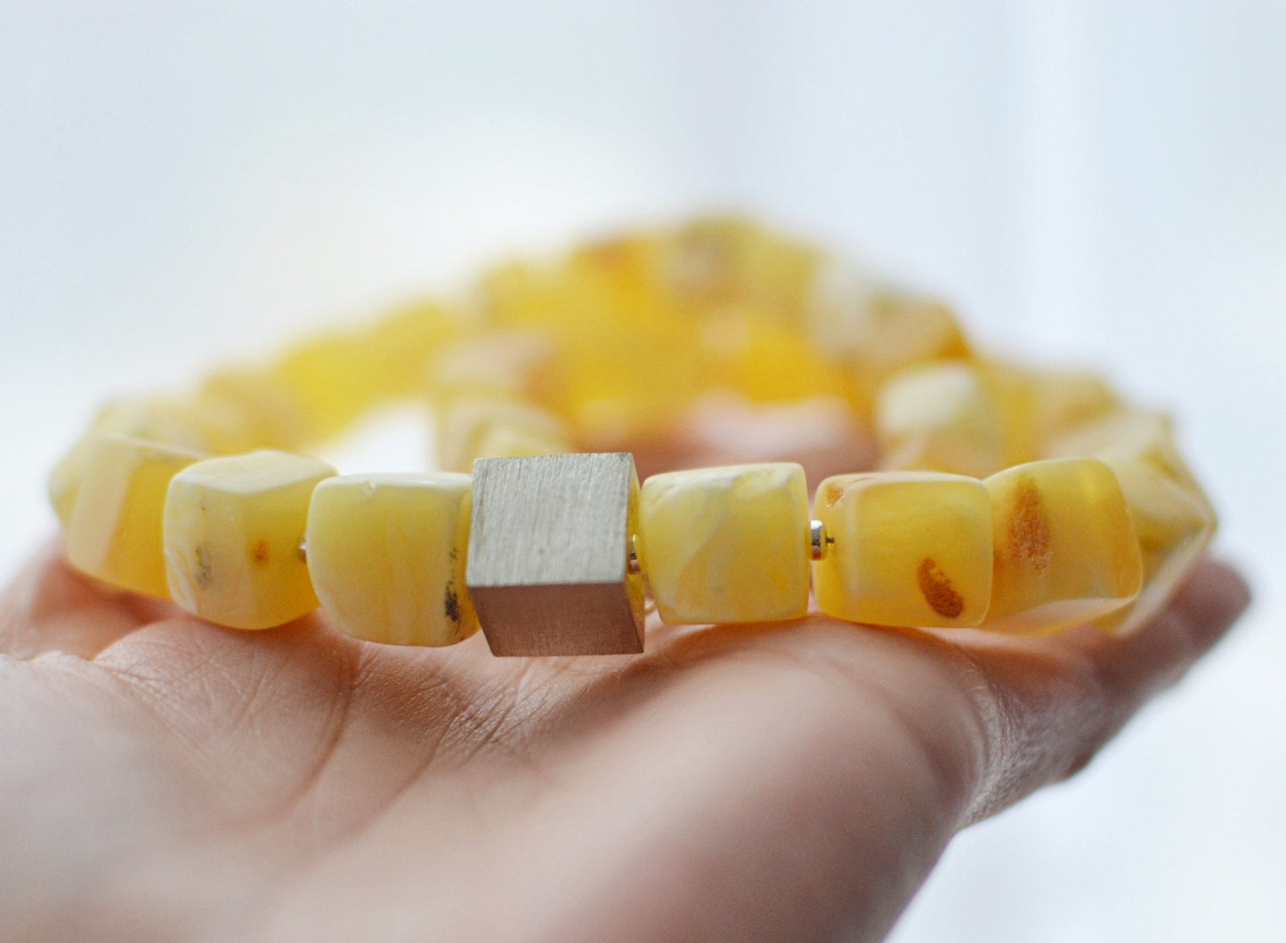 Natural Amber Cube Necklace