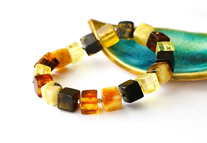 Cube Gemstone Amber Bracelet