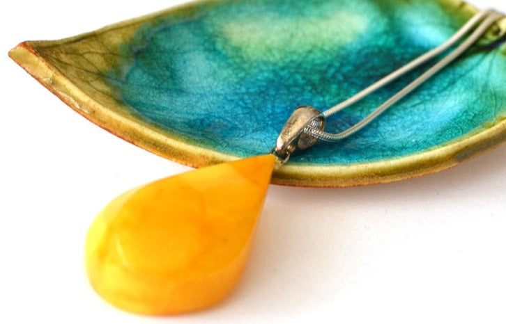 Egg Yolk Amber Pendant Necklace