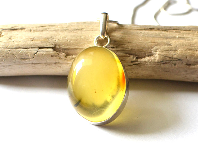 Sterling Silver Yellow Amber Pendant