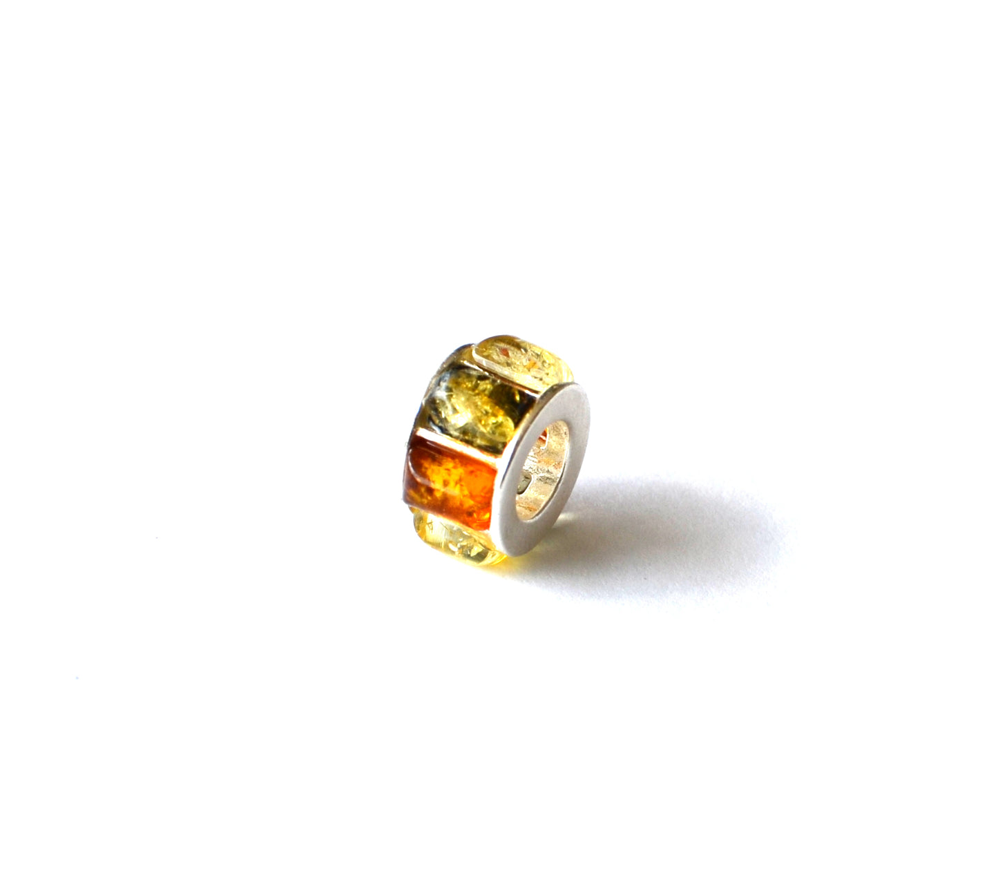Colorful Amber Bead with Silver Core