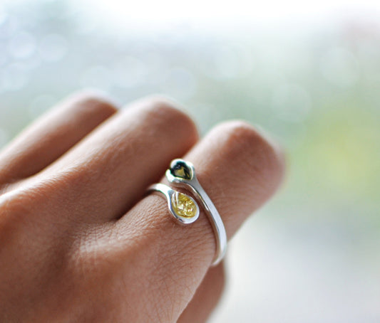 Amber Ring with Silver