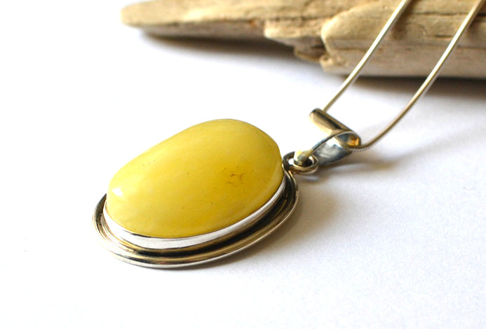 Yellow Amber Pendant Necklace