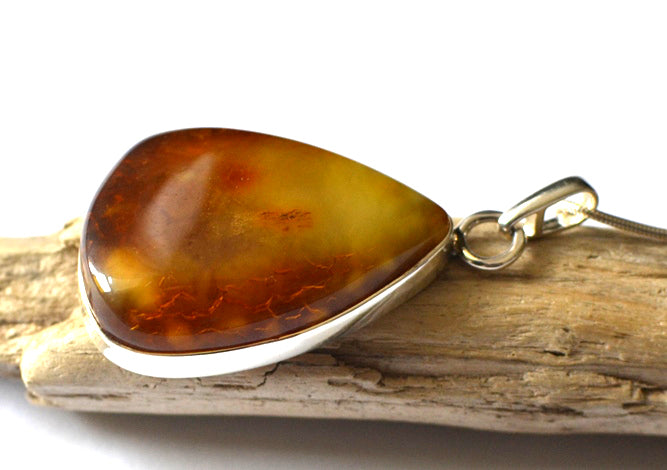 Baltic Amber Pendant with Silver Chain