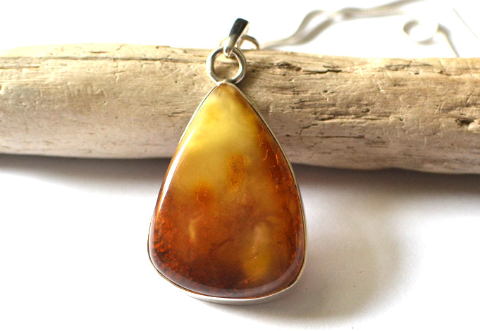 Baltic Amber Pendant with Silver Chain