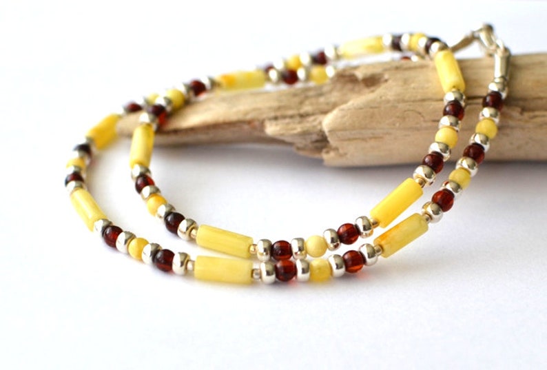 Natural Amber Necklace with Silver