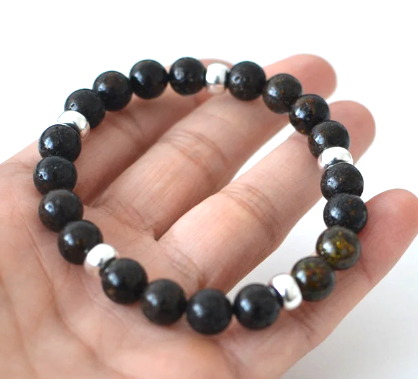 Black Amber Beads Bracelet