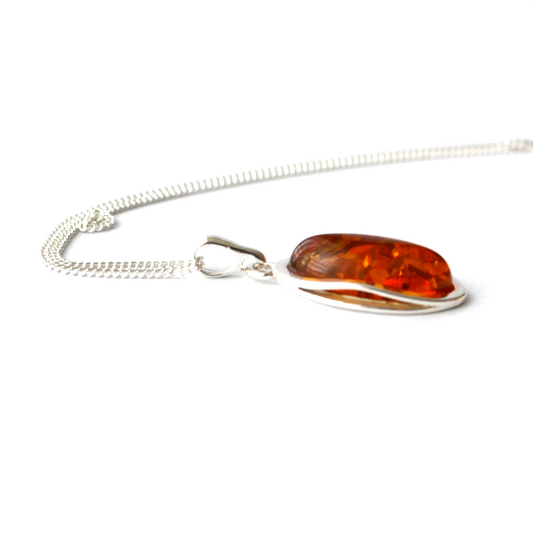 Silver and Cognac Amber Pendant