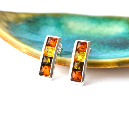 Natural colorful Amber Earrings