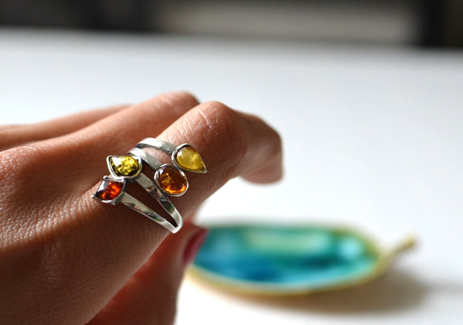 Colorful Amber Ring