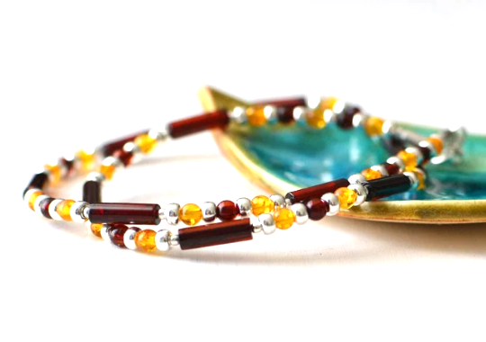 Dainty Sterling Silver Amber Necklace
