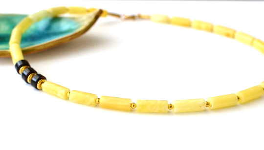 Natural Amber Necklacewith Gold Plated Silver