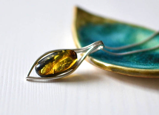 Sterling Silver Green Amber Pendant