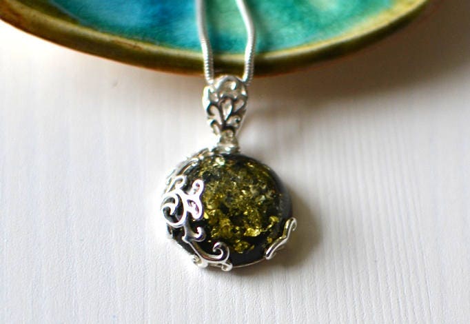 Green stone Necklace Protection Amulet stone Pendant Gemstone flower necklace stone jewelry silver necklace christmas gift for her