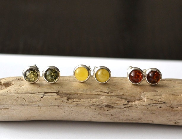 Baltic stone small stud earrings, gemstone earrings sterling silver stud stone earrings, stone beads tiny stud earrings, raw stone earrings