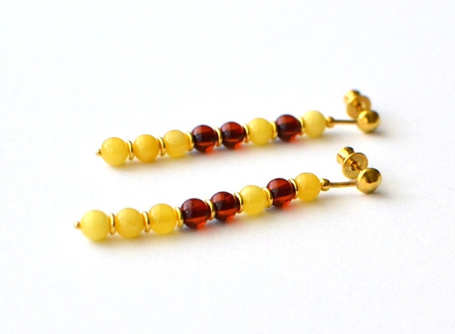 Yellow Amber long Dangling Earrings