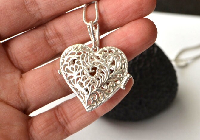Heart Locket Amber Necklace