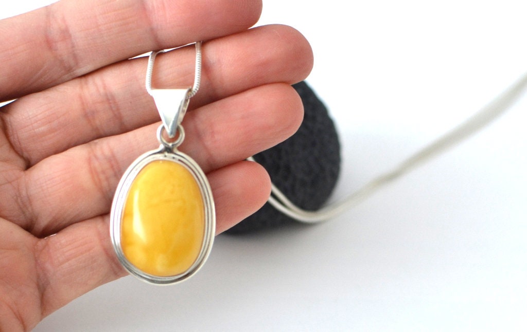 Natural Yellow Amber Pendant