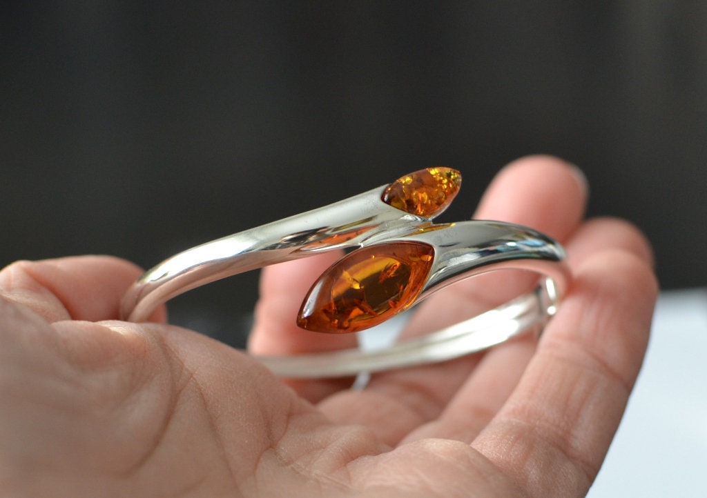 Baltic Amber Statement Silver Bracelet