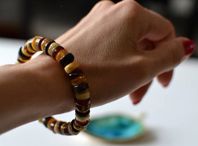 Colorful Natural Amber Bracelet