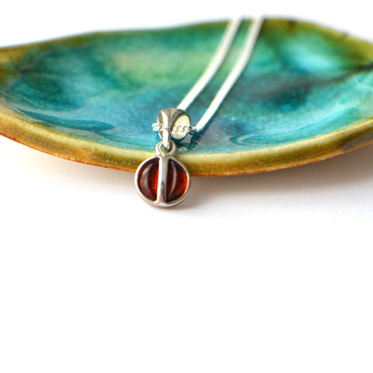 Dainty Amber Silver Necklace