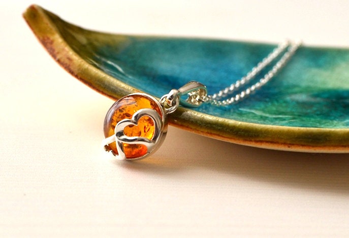 Love Heart Amber Necklace