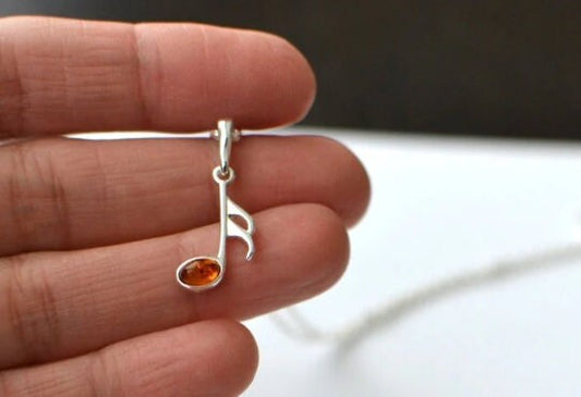 Silver Music Note Charm Necklace
