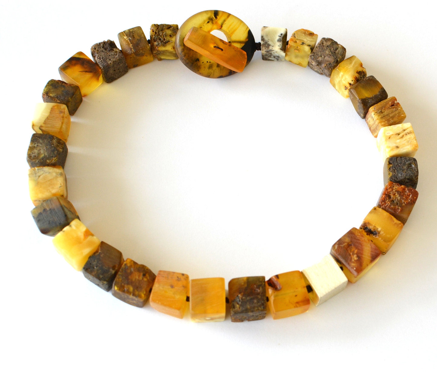 Large Raw Cube Amber Necklace