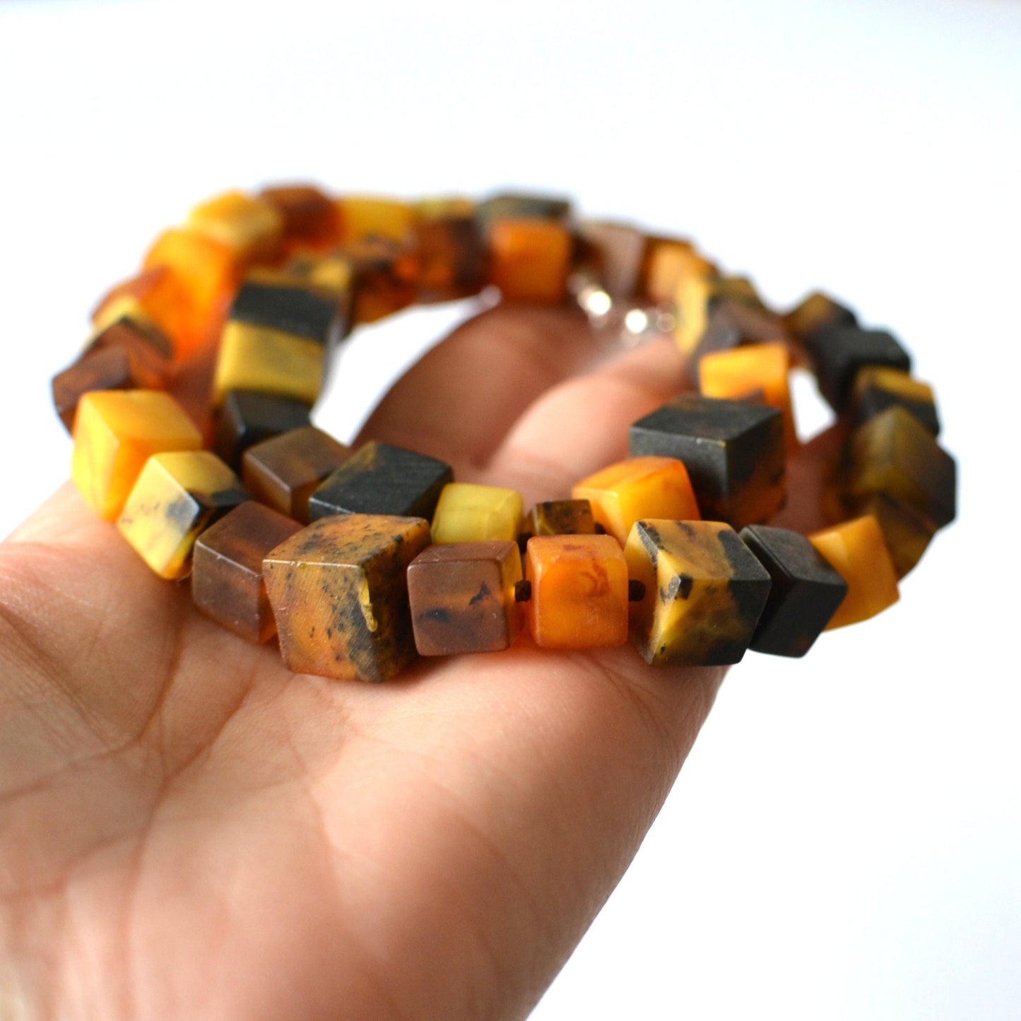 Cube Baltic Amber Necklace