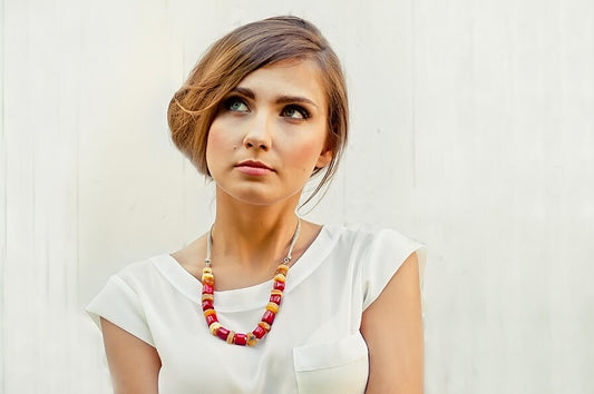 Raw Amber Necklace with Coral