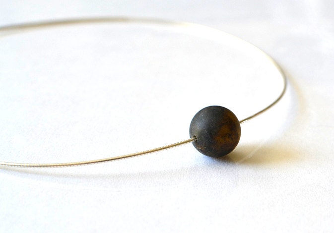 Black Amber Simple Necklace