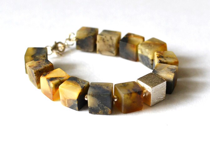 stone Bracelet / Natural Baltic stone Jewelry / Gemstone Bracelet / Geometric Statement Bracelet / gift for mom / girlfriend gift / amber