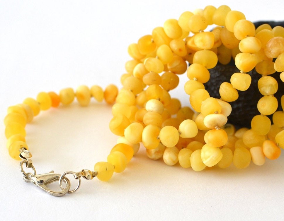 Long Yellow Amber Beads Necklace