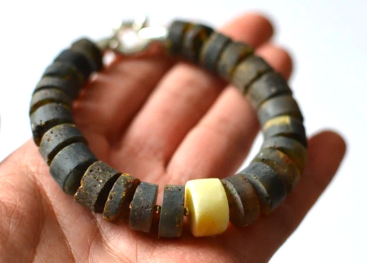 Raw Amber and Silver Bracelet