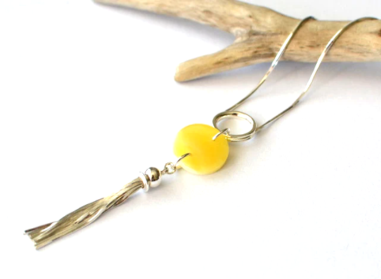 Tassel Yellow Amber Pendant Necklace