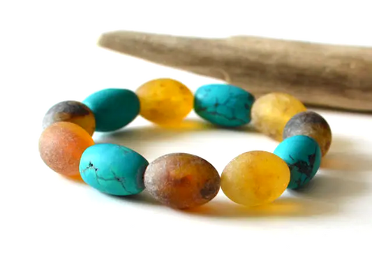 Turquoise and Amber Bracelet