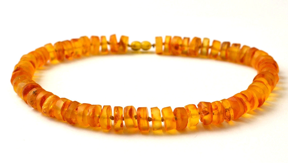Raw Yellow Amber Beads Necklace