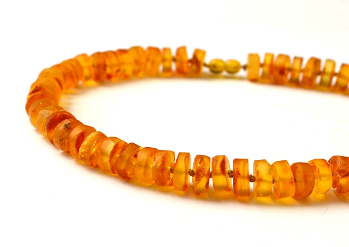 Raw Yellow Amber Beads Necklace